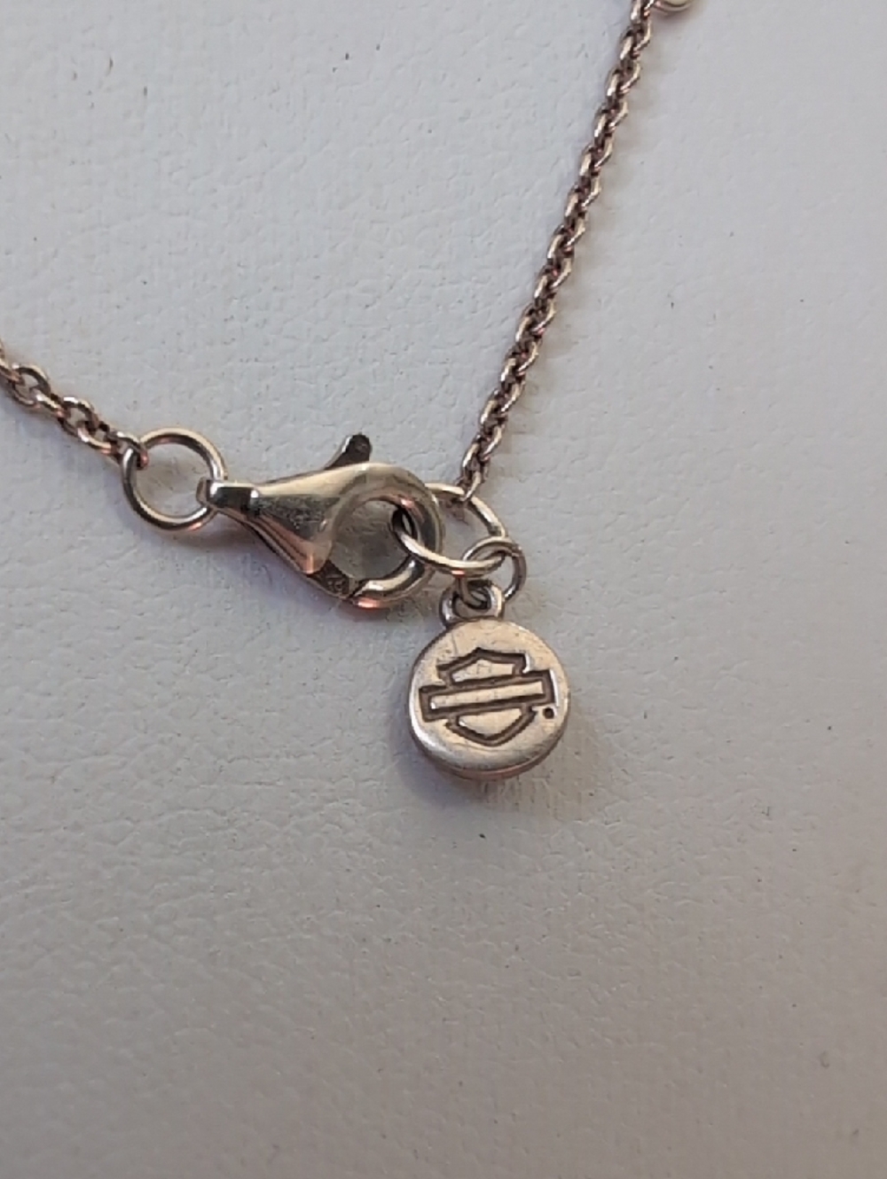 Harley Davidson Gold Plated Sterling Script Necklace With Stone - Picture 5 of 6